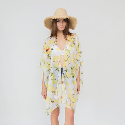 3 Style Chiffon Lemon Pattern Beach Jacket Bikini Swimsuit Cover