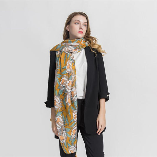 Big flower banquet warm cotton tassel scarf