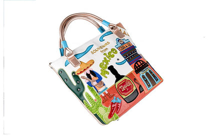 Wine glass cartoon Fashion bright leather personality creative embroidery bag
