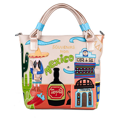 Wine glass cartoon Fashion bright leather personality creative embroidery bag
