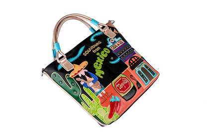Wine glass cartoon Fashion bright leather personality creative embroidery bag