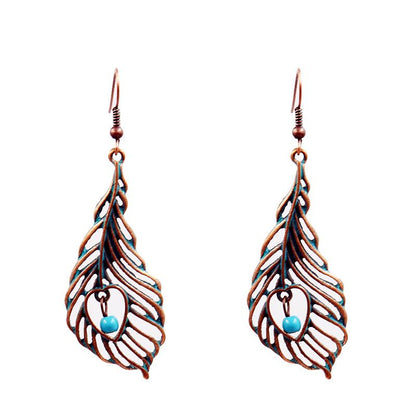 angel wings retro love Creative hollowed out leaves alloy earrings
