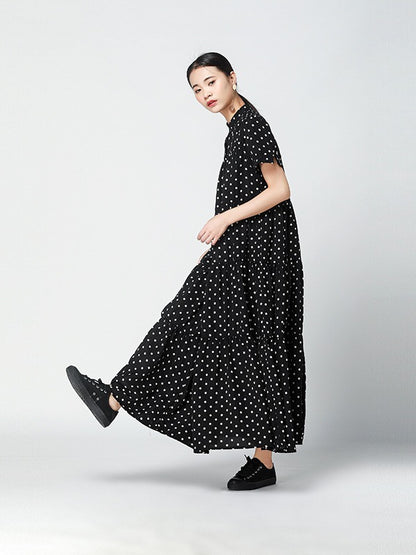 Vintage Polka-Dot Loose Tiered Cake Dress