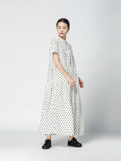Vintage Polka-Dot Loose Tiered Cake Dress