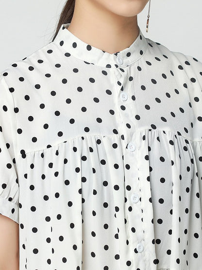Vintage Polka-Dot Loose Tiered Cake Dress