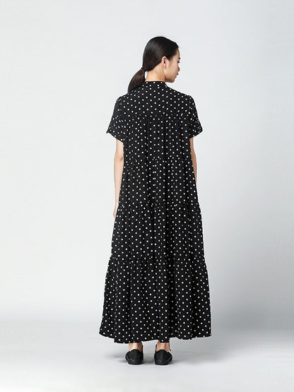 Vintage Polka-Dot Loose Tiered Cake Dress