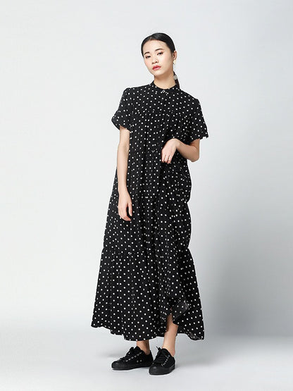 Vintage Polka-Dot Loose Tiered Cake Dress