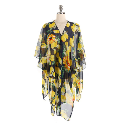 3 Style Chiffon Lemon Pattern Beach Jacket Bikini Swimsuit Cover