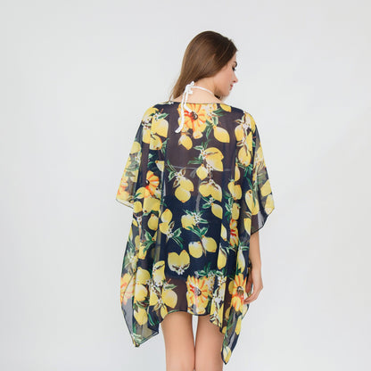 3 Style Chiffon Lemon Pattern Beach Jacket Bikini Swimsuit Cover