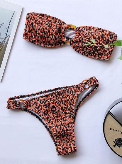 Sexy Breast Wrap Buckle Bikini Swimsuit