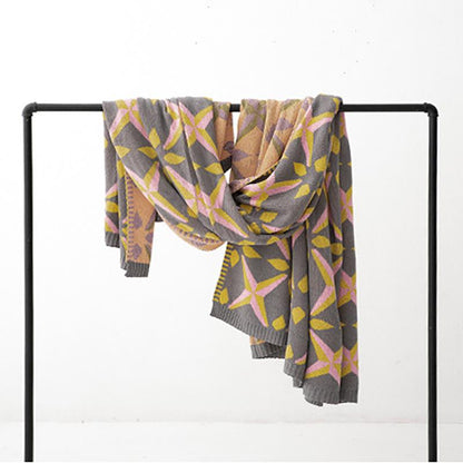 Cotton Winter Geometry Knitted Jacquard Soft Blanket