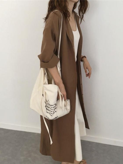 LOOSE SOFT LAPEL LONG COVER-UP