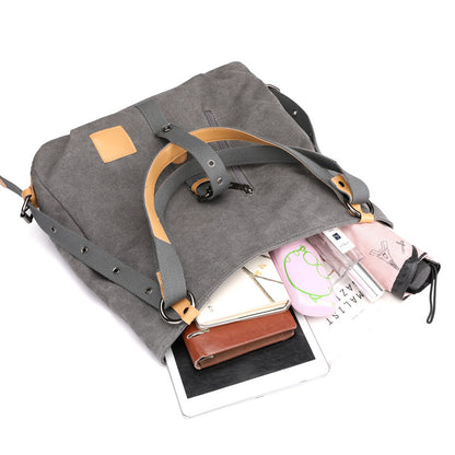 Shoulder bag women's new canvas handbag in spring and summer Multi-functional ladies handbag large-capacity shoulder bag