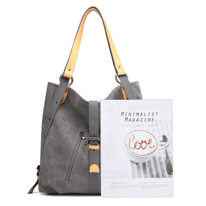 Shoulder bag women's new canvas handbag in spring and summer Multi-functional ladies handbag large-capacity shoulder bag