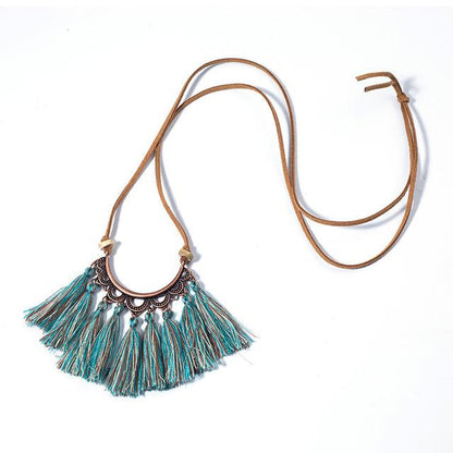 Popular tassel long fashion creative flower vintage necklace