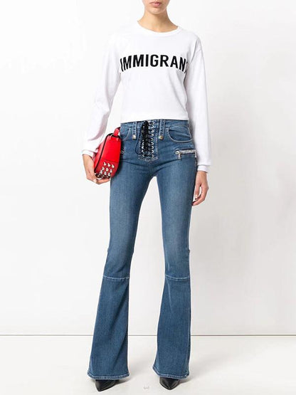 Flared Bandage Jean Pants Bottoms