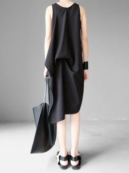 Original Asymmetric Design Tiered Sleeveless Dress