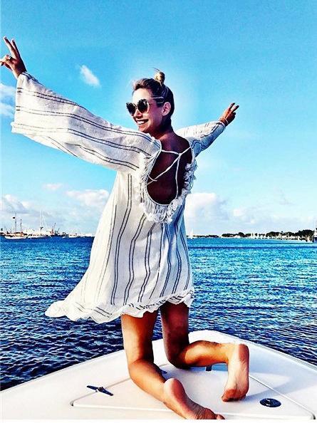 Pompoms Backless Long Sleeves Cover-up Mini Dresses