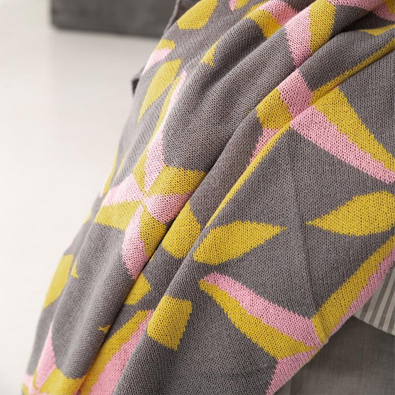 Cotton Winter Geometry Knitted Jacquard Soft Blanket