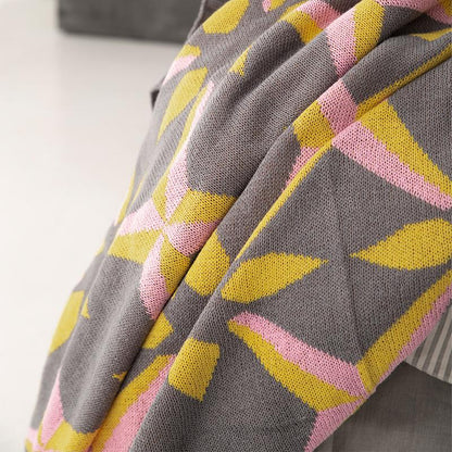 Cotton Winter Geometry Knitted Jacquard Soft Blanket