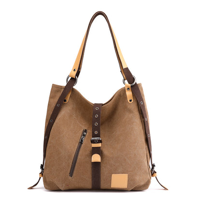 Shoulder bag women's new canvas handbag in spring and summer Multi-functional ladies handbag large-capacity shoulder bag