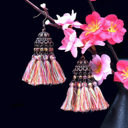 exaggerated crystal long retro earrings
