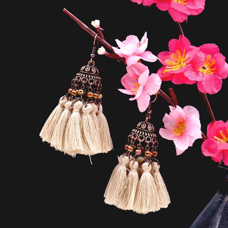 Exaggerated crystal long retro multi-layer tassel earrings Bohemia Earrings Wholesale