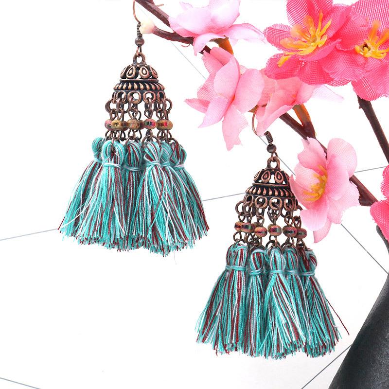 Exaggerated crystal long retro multi-layer tassel earrings Bohemia Earrings Wholesale