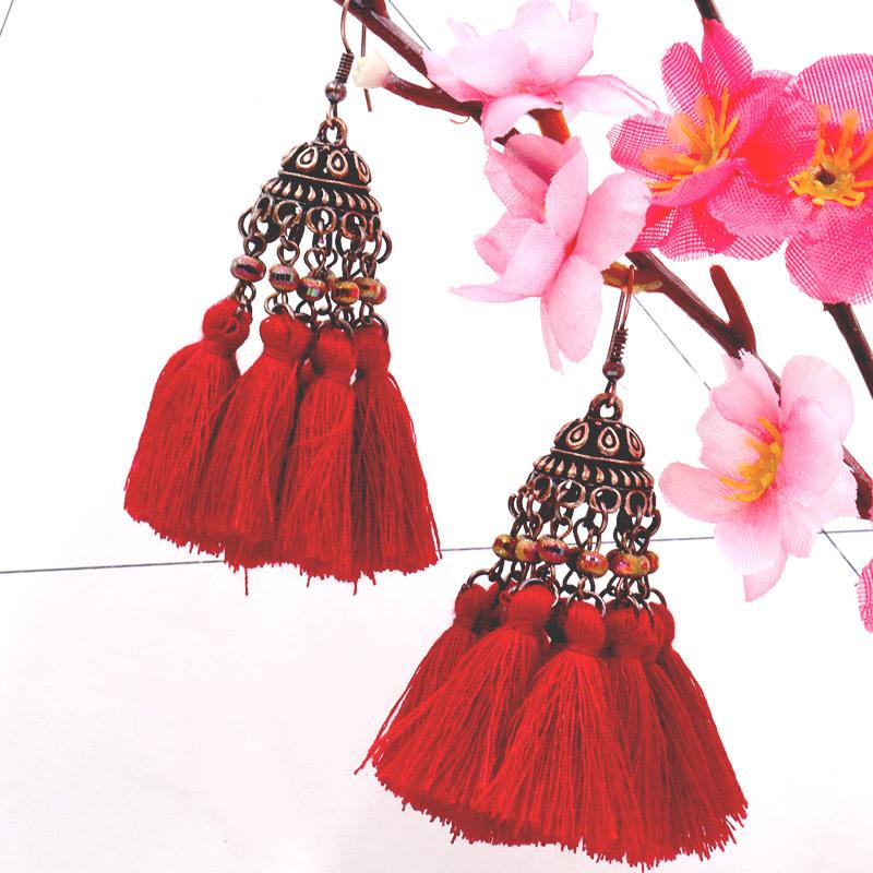 Exaggerated crystal long retro multi-layer tassel earrings Bohemia Earrings Wholesale