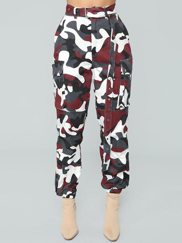 Plus Size Camouflage Printed Track Pants