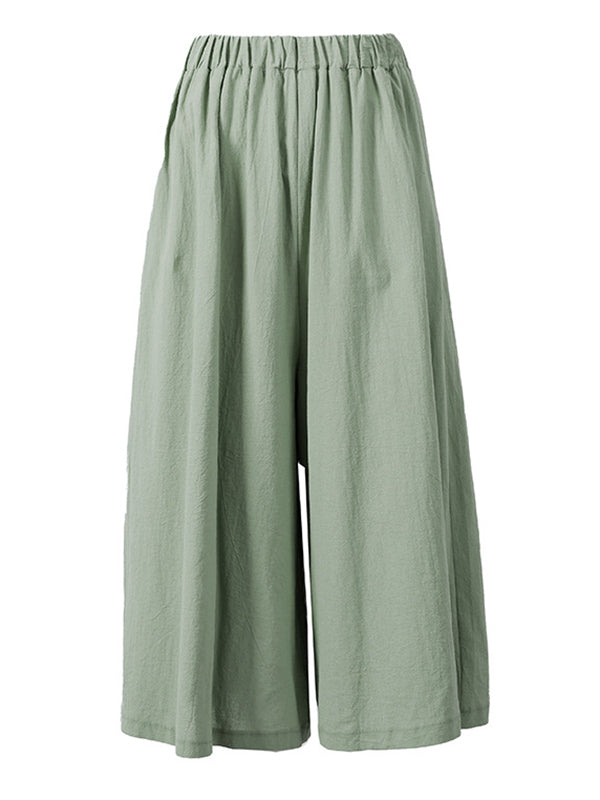 Casual 11 Colors  Solid Column Wide Leg Capri-Pants