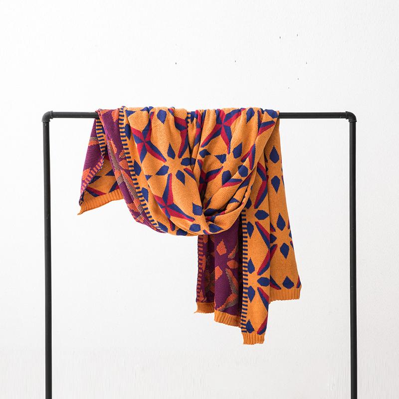 Cotton Winter Geometry Knitted Jacquard Soft Blanket