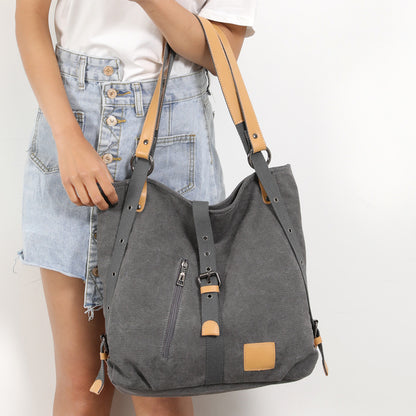 Shoulder bag women's new canvas handbag in spring and summer Multi-functional ladies handbag large-capacity shoulder bag