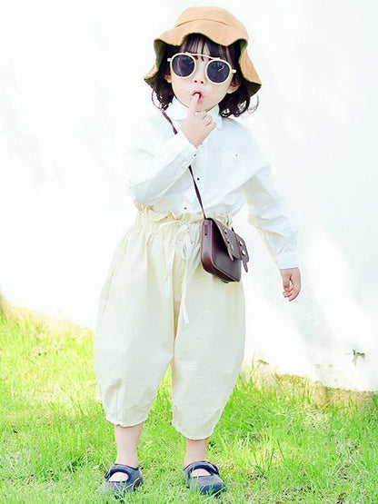Green&Beige Cotton Kids Harem Pants