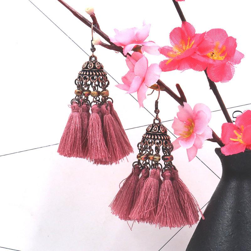 Exaggerated crystal long retro multi-layer tassel earrings Bohemia Earrings Wholesale