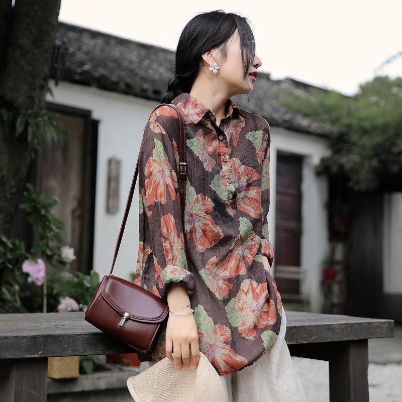 Buykud Printed Casual Turn-down Collar Comfortable Shirt