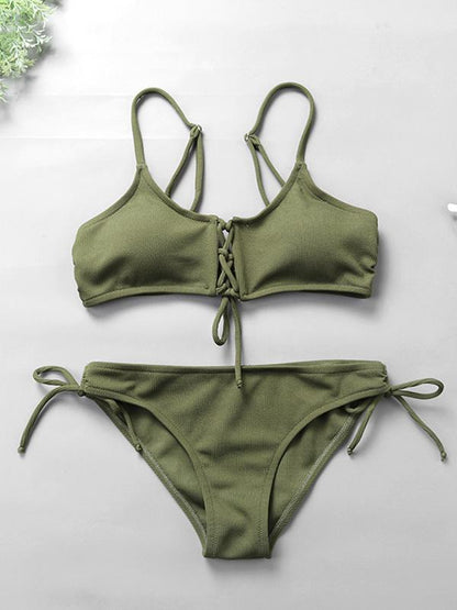 Strap Solid Bikinis Swimwear