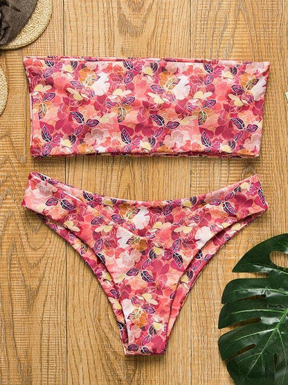 Bandeau Flowers&Leaves Printed Bikini