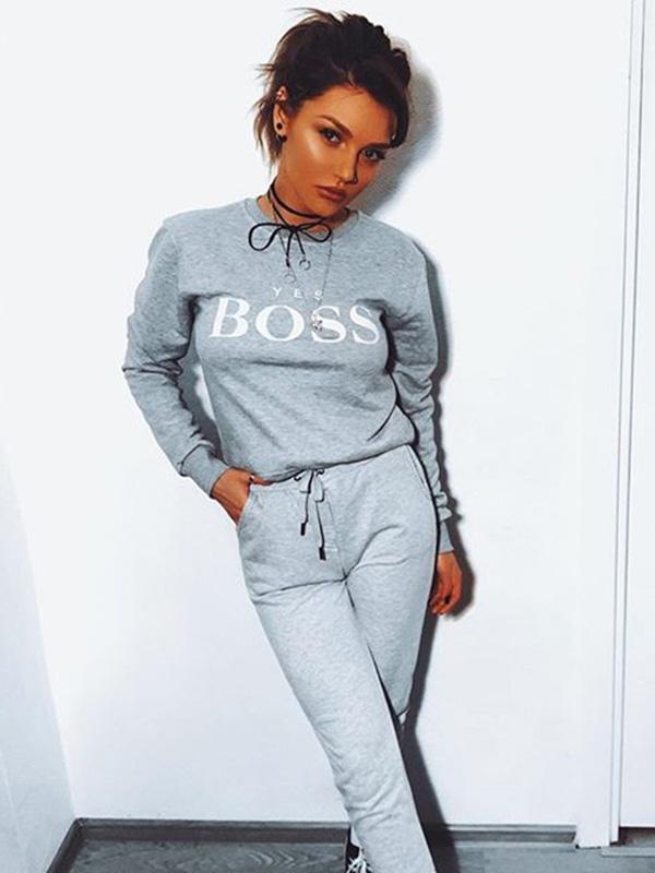 Letter Printed Round-neck Sweatershirt