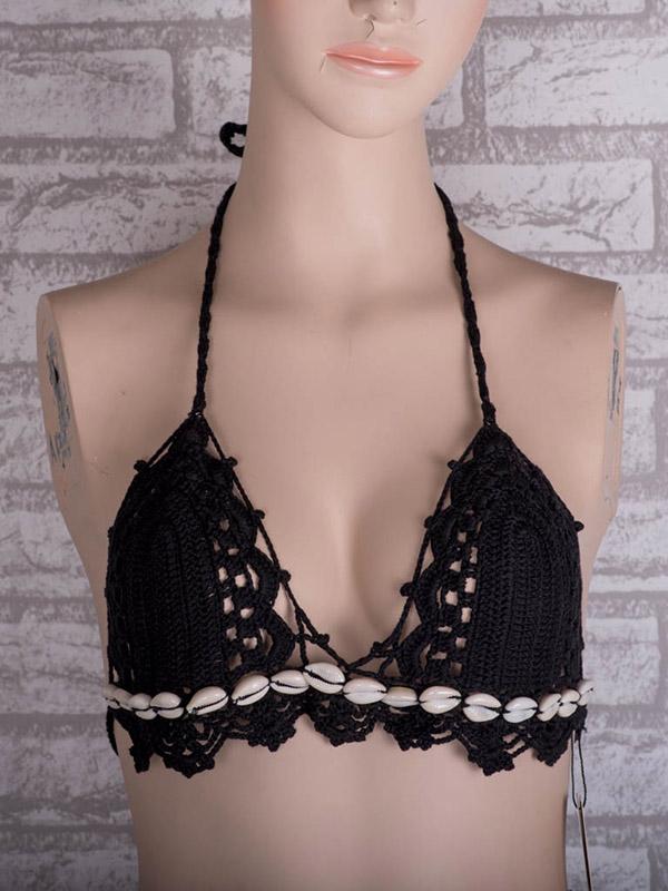 Crochet Gorgeous Embellished Split Bikini Swimsuit