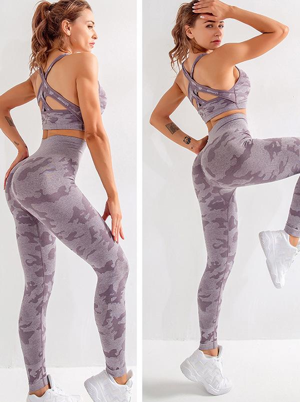 Three-Piece Set Camouflage Yoga Suits