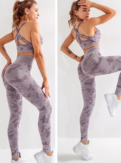Three-Piece Set Camouflage Yoga Suits