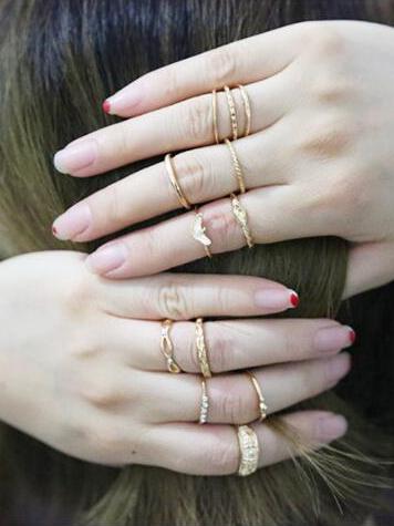 12pcs Vintage Carving Rings Accessories