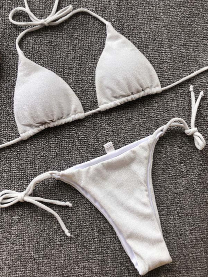 Shining Solid Fashion Bikinis Swimwear