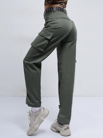 Straight Button Stitching Athletic Pants