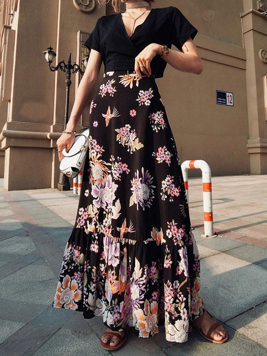 Printed High Waist Bohemia Skirt