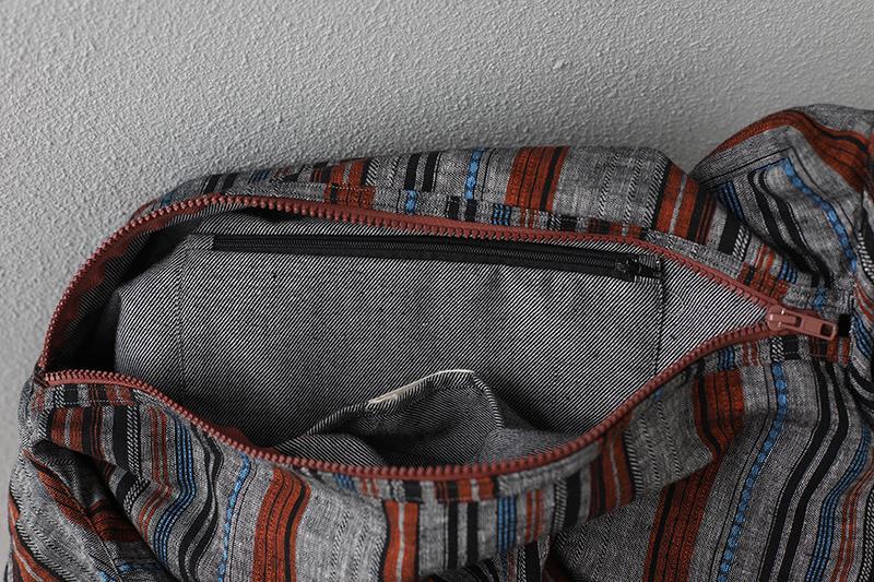 Casual Tied Band Shoulder Bag Striped Shopping Handbag