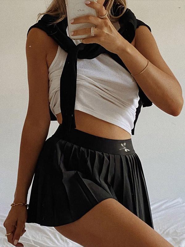 Solid Color A-Line Pleated Skirts