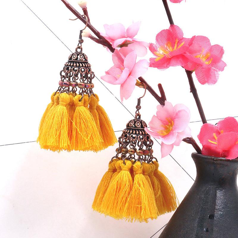 Exaggerated crystal long retro multi-layer tassel earrings Bohemia Earrings Wholesale