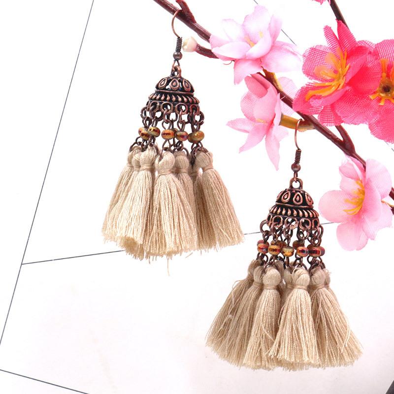 Exaggerated crystal long retro multi-layer tassel earrings Bohemia Earrings Wholesale